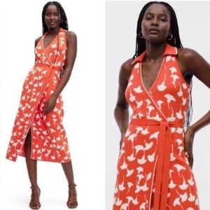 Diane Von Furstenberg X Target Wrap Dress  Orange Ginko Print Jersey Knit Sz 3X